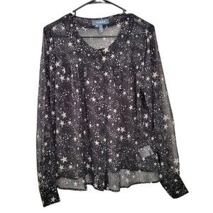 Modcloth No Time Like the Peasant Blouse in Black Stars Size Medium